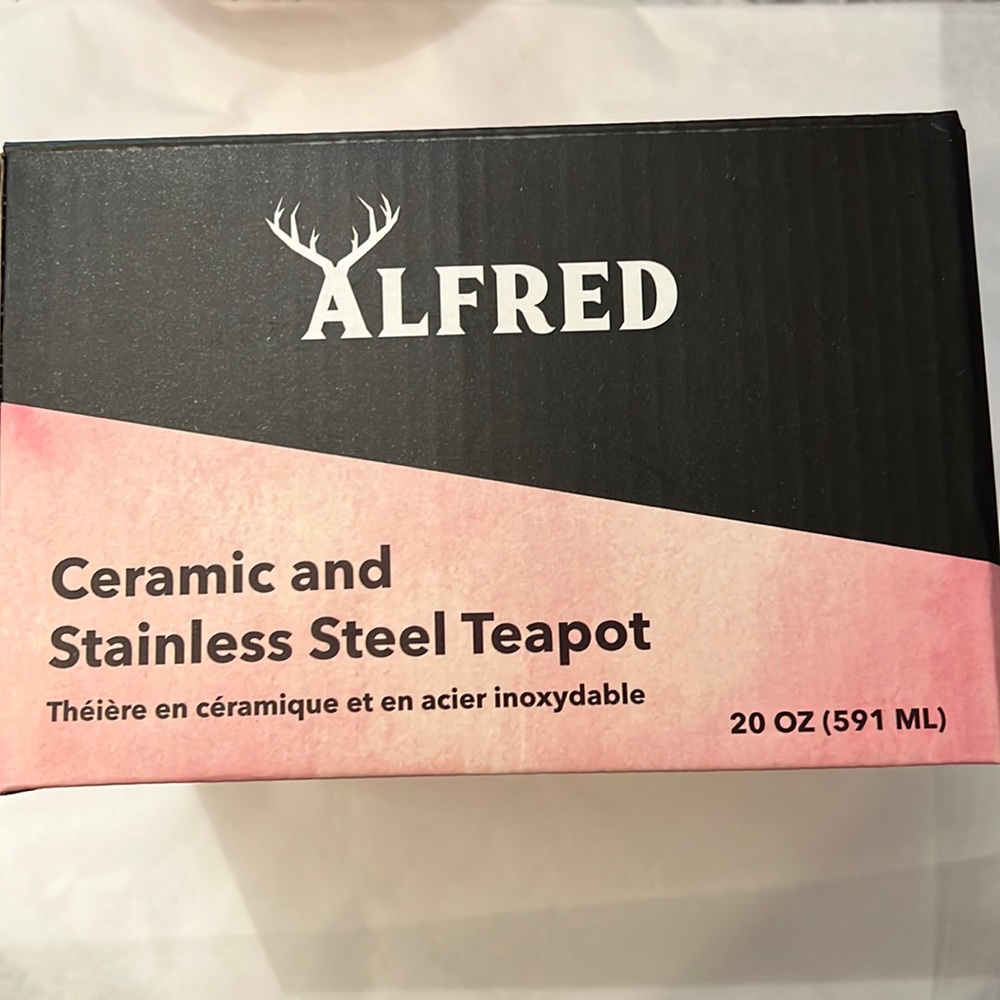 Alfred Ceramic and Stainless Steel Teapot. New in box.